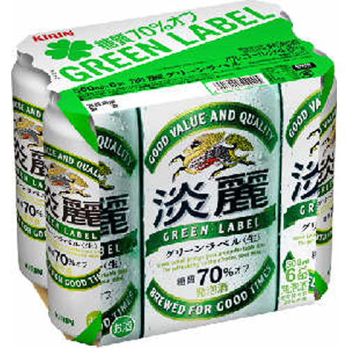 麒麟淡麗　グリーンラベル　500　6缶　パツク　　バラ販売不可　　