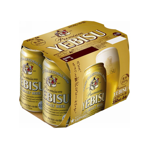 ヱビスビール<生>　350ml　6缶　　　バラ販売不可