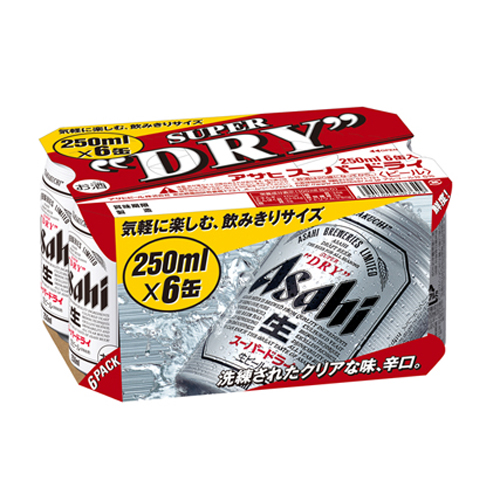 アサヒ「スーパーDRY」缶　250　6缶　　　　 バラ販売不可