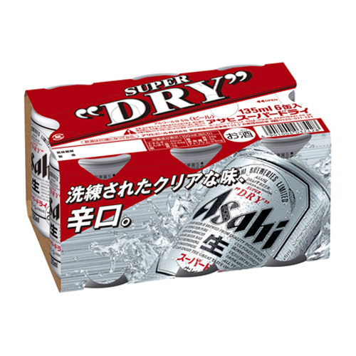 アサヒ「スーパーDRY」缶　135　　6缶　　　　　　 バラ販売不可